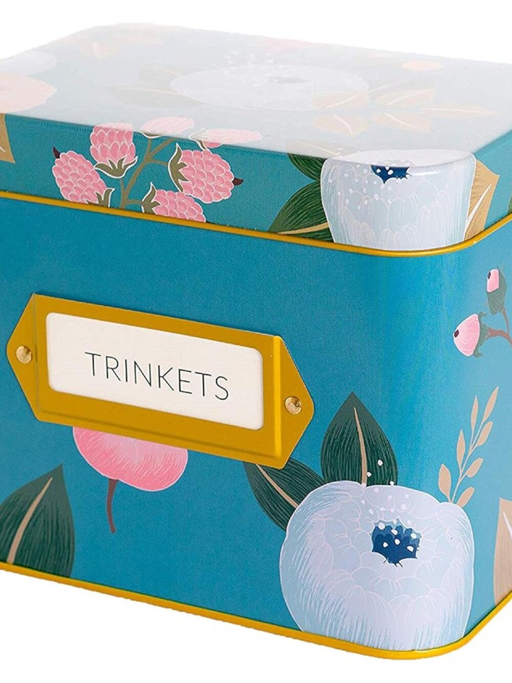 Recipe Cards and Box Set - 24 4x6 Recipe Cards - Durable Tin Box - Sky Blue Flor